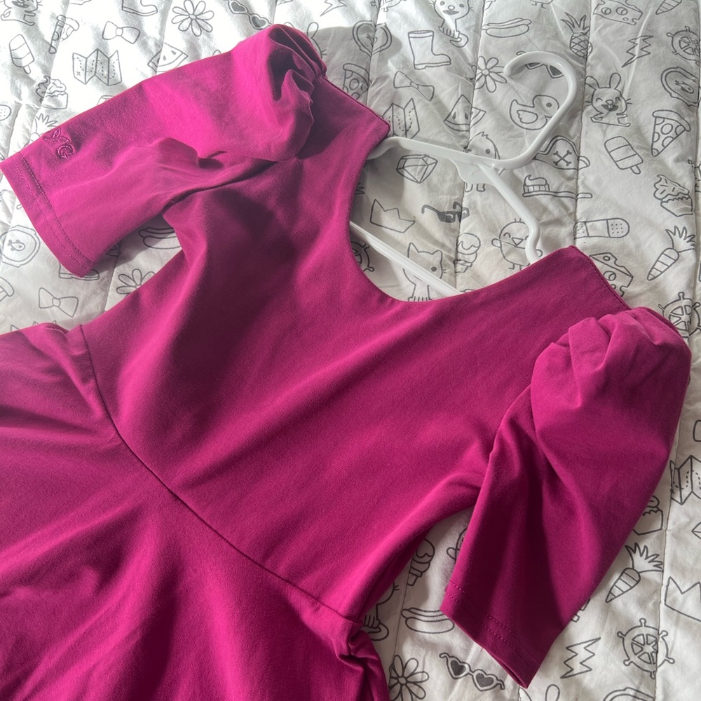 Remie girl Flare Dress with Ruffled Puff Sleeves
